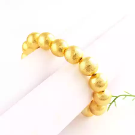 22k gold plated metal ball bracelet, Stretchable bracelet, For women, Handmade jewelry